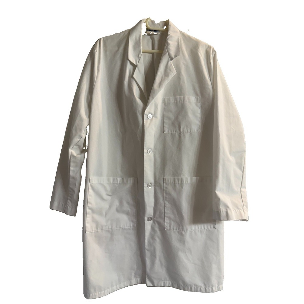 White Lab Coat Uniform Size 44 Made in USA 24.5" PTP & 38.5" Length